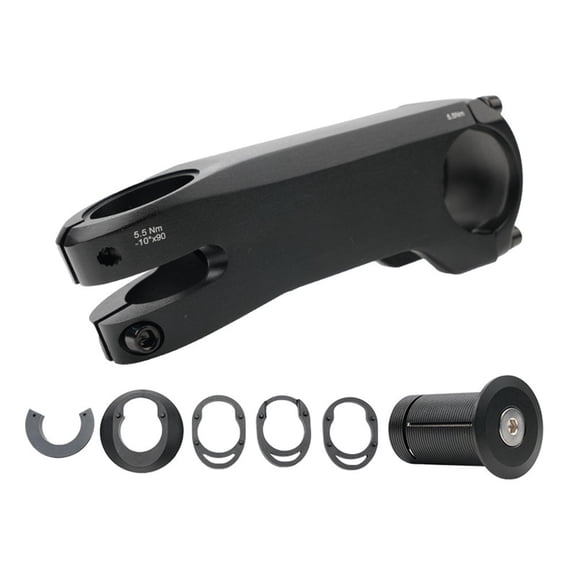 Alloy Bicycle Stem Set with Internal Cable Routing, 3D Forged Lightweight Bike Stem for Road and Mountain Bikes, ±10 Degree Rise, 80/90/100mm Options, Black(90MM)