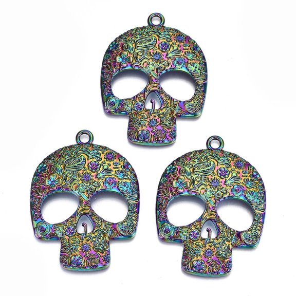 Alloy Big Pendants Cadmium Free & Lead Free Shape Rainbow Color 66x48x6mm Hole: 4mm