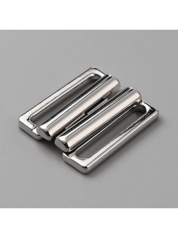 Alloy Bikini Clips Bra Clasp Replacement Part Lingerie Front Closure Platinum 24x21x4.5mm Hole: 20x3mm
