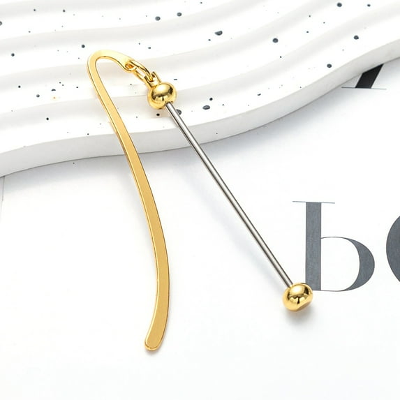 Alloy Bookmarks Beadable Bar Hook Bookmark Golden 91mm