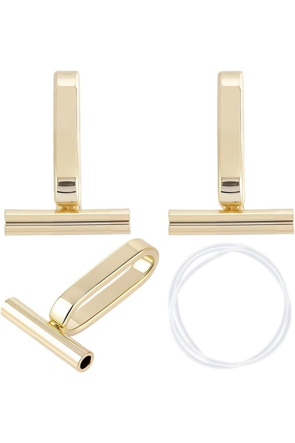 Alloy Brooch Convert Necklaces Pendant Hooks with Silicone Tubing Light Gold 15x10x5mm Hole: 1.2mm 2pcs/bag 8 bags diy