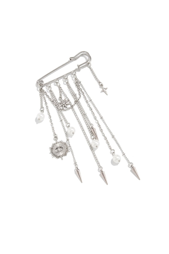 Alloy Brooch Detachable Pearls Pendant Sturdy Iron Chain For Outfits