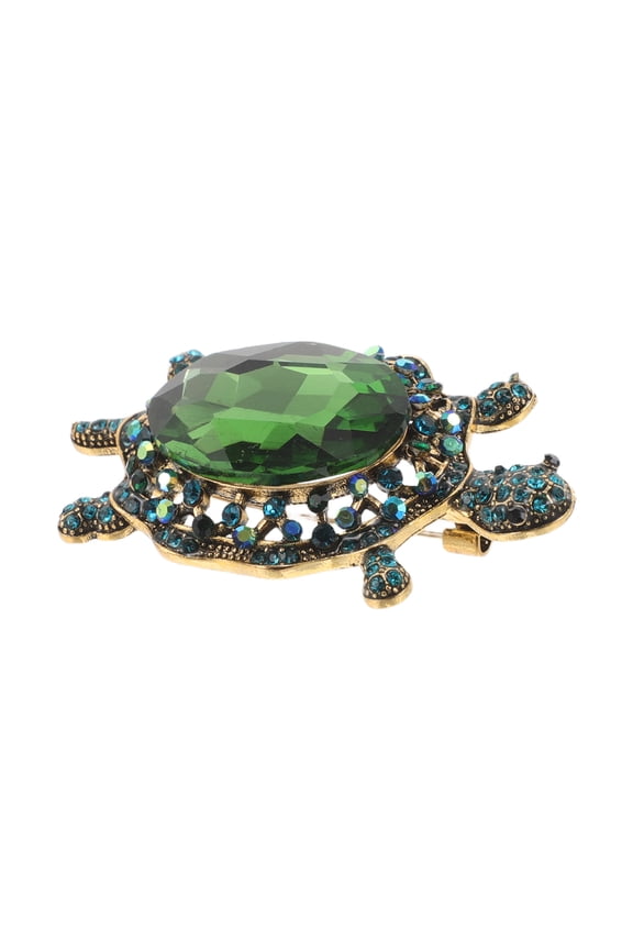 Alloy Brooch Turtle Animal Lapel Pin with Rhinestone Shine for Bags and Clothing