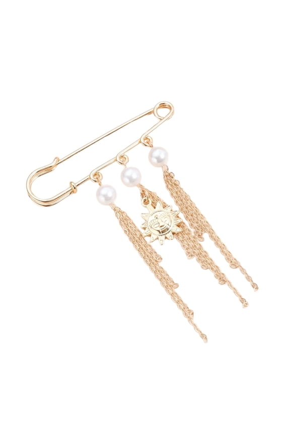Alloy Brooch with Retro Tassels Sun Flower And Smiling Face Detail Accessory Jewelry For Fashion Enthusiasts