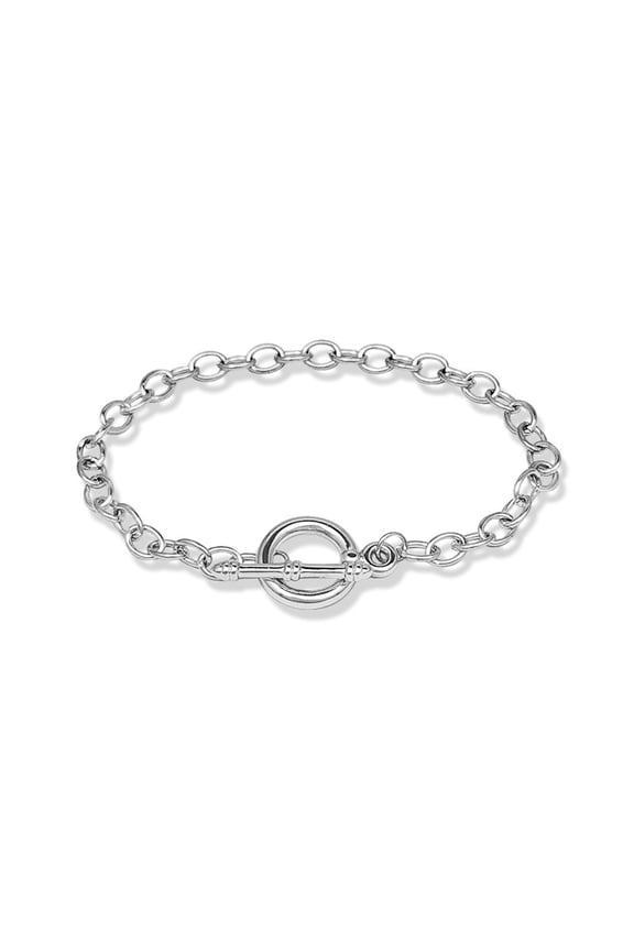 Alloy Cable Chain Bracelets with Toggle Clasps Cadmium Free & Lead Free Platinum 7-1/2 inch(19cm)