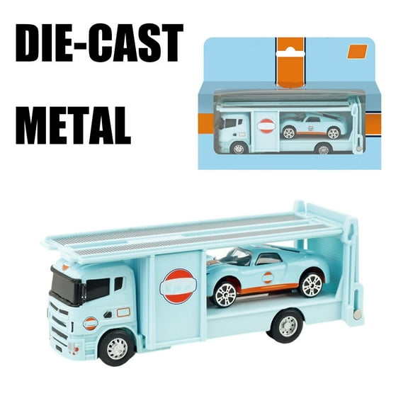 Alloy Car Model 1 : 64 Scale Pull Back Car Model Alloy Trailer Container Truck Toy with Working Doors Realistic Detail Rubber Tires Gift for Boys Girls Collectors