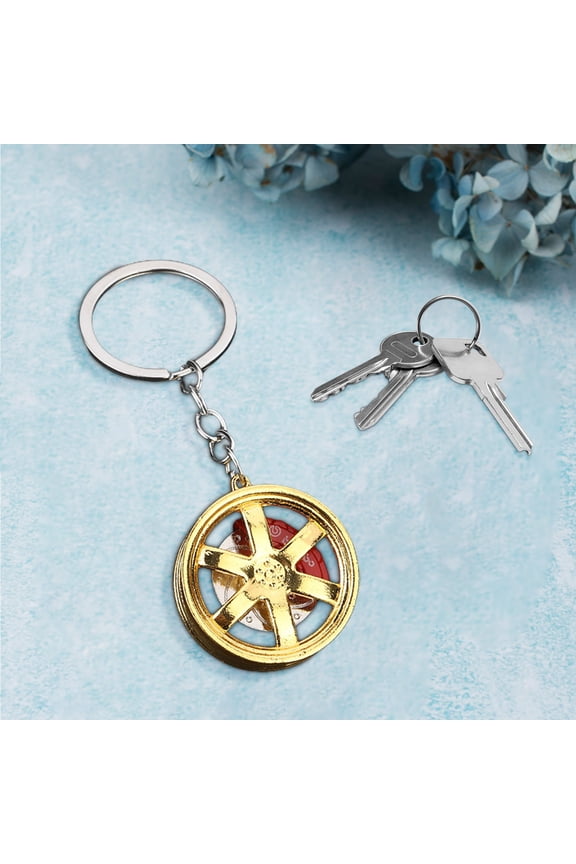 Alloy Car Wheel Keychain Tire Rim Keychain Car Parts Model Key Chains for Backpack, Handbag, and Car Keys