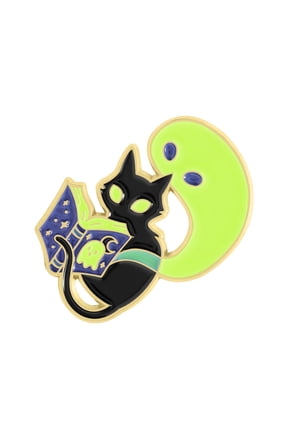 Alloy Cartoon Black Cats and Specters Brooch Pin for Versatile Use in Goth Styles Jewelry Ensembles