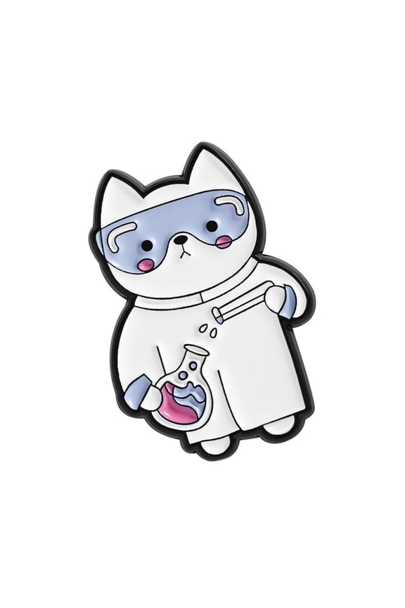 Alloy Cartoon Kitten Enameled Pin Laboratory Nurse Brooch For Nurse Appreciation Jewelry And Fashion Decoration
