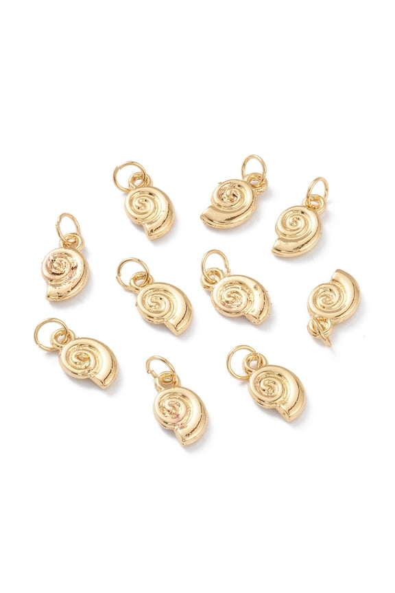 Alloy Charms Long-Lasting Plated with Jump Rings Snail Shell Real 18K Gold Plated 12x7x2mm Jump Ring: 5x1mm Inner Diameter: 3mm for DIY