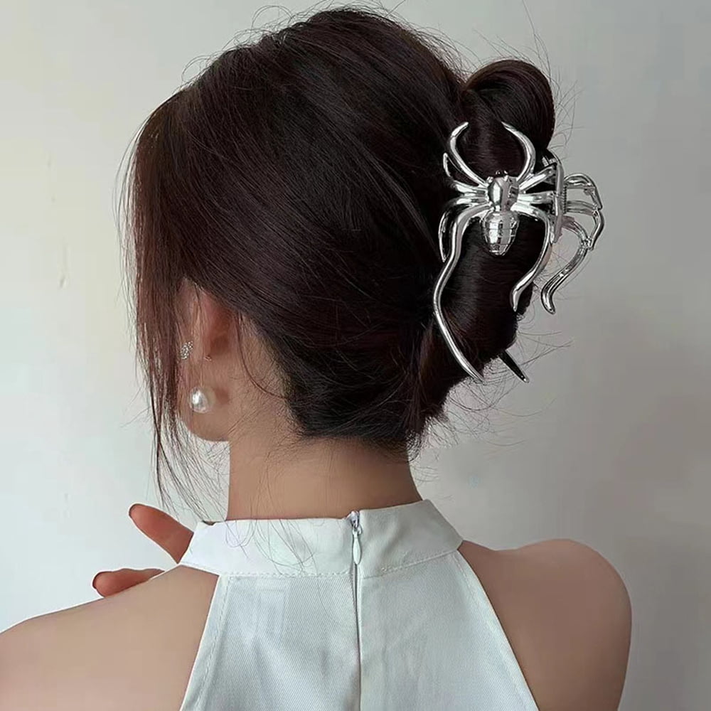 Alloy Claw Hair Clips for Women Girls Spider Platinum 60x110x47.5mm