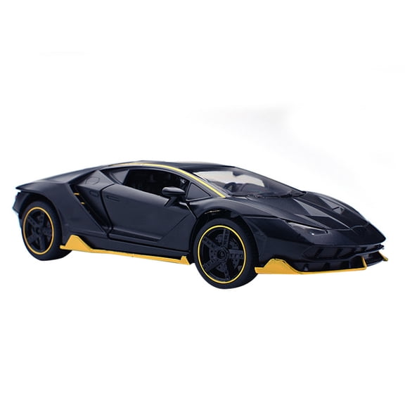 Alloy Collectible Black Car Toy Pull Back Vehicles Diecast Cars Model with Light,Door Can be Opened For Gifts Boys Adult