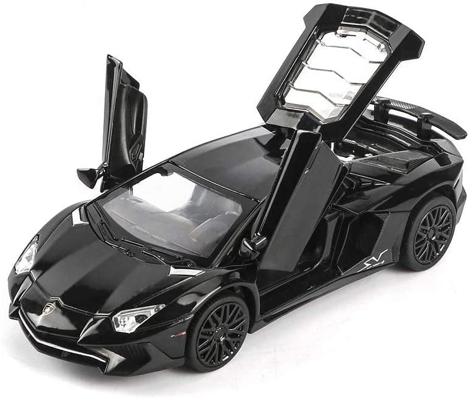 Alloy Collectible Black Lamborghini Toy Vehicle Pull Back Die-Cast Car Model with Lights and Sound
