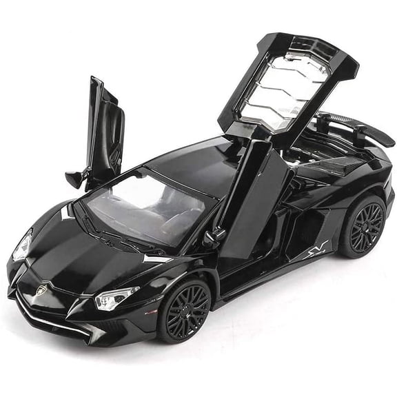 TEAMD Alloy Collectible Black Lamborghini Toy Vehicle Pull Back Die-Cast Car Model with Lights and Sound