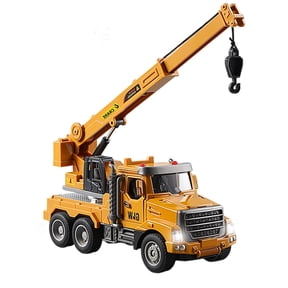 Alloy Construction Crane Truck Toy For Boys, With Light And Sound Effects, Inertia Drive, Extendable Crane, Joint Movement, Openable Doors,