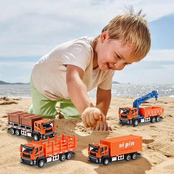 Alloy Construction Vehicle Toy Set for Boys Ages 3 6 5 in 1 Engineering Play Kit with Excavator Concrete Mixer Crane Bulldozer | Durable Portable Educational Building Toys for Toddlers
