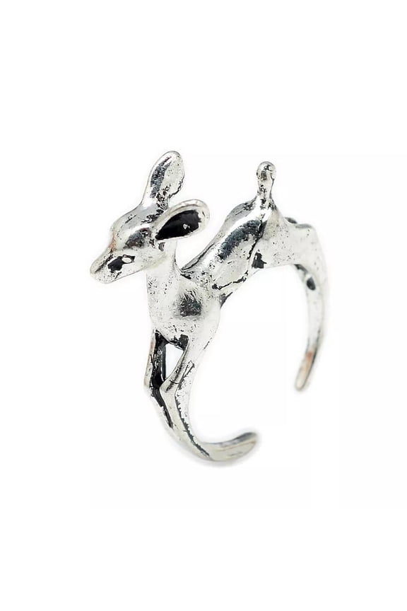 Alloy Cuff Finger Ring Deer Antique Silver Size 6 Adjustable 16Mm P425
