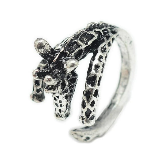 Alloy Cuff Finger Ring Giraffe Antique Silver Size 7 Adjustable 17Mm P419
