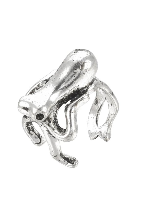 Alloy Cuff Finger Ring Octopus Antique Silver Size 6 Adjustable 16Mm P404