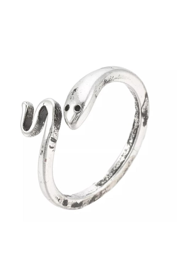 Alloy Cuff Finger Ring Snake Antique Silver Size 7 Adjustable 17Mm P395