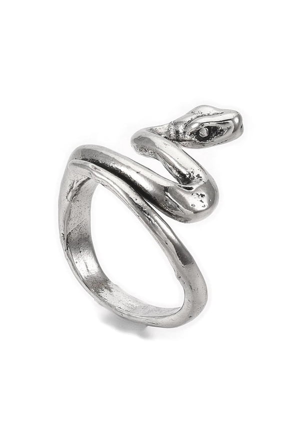 Alloy Cuff Finger Ring Snake Antique Silver Size 7 Adjustable 17Mm P453