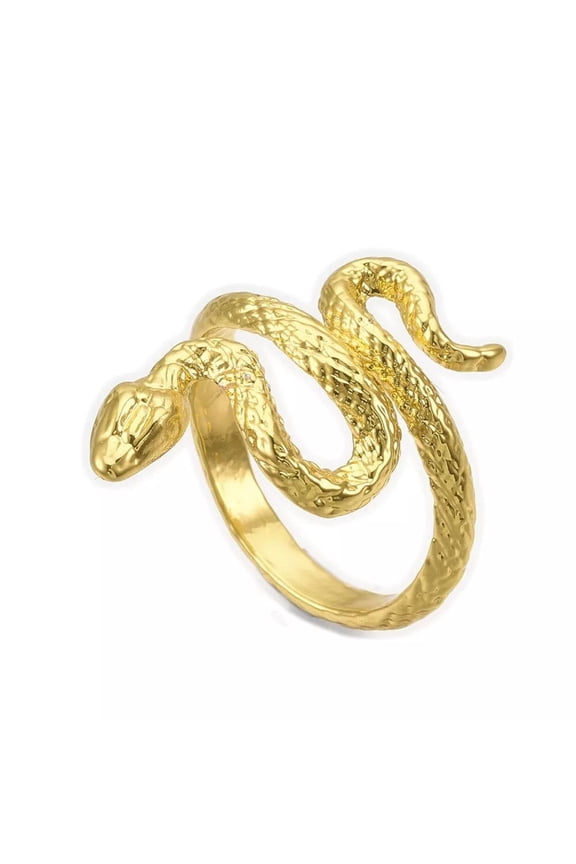 Cuff Finger Textured Gold Ring Snake Antique Adjustable Statement Polished Comfort Fit P439