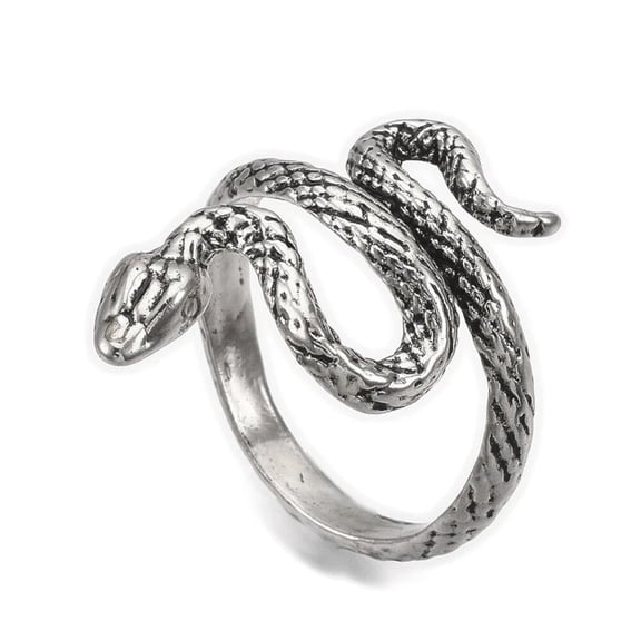 Alloy Cuff Finger Ring Snake Antique Silver Size 8 Adjustable 18Mm P439
