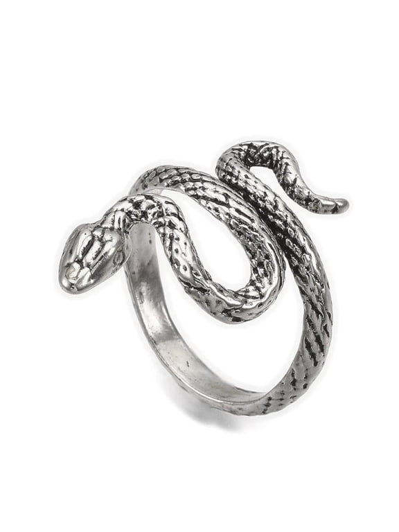 Alloy Cuff Finger Ring Snake Antique Silver Size 8 Adjustable 18Mm P439