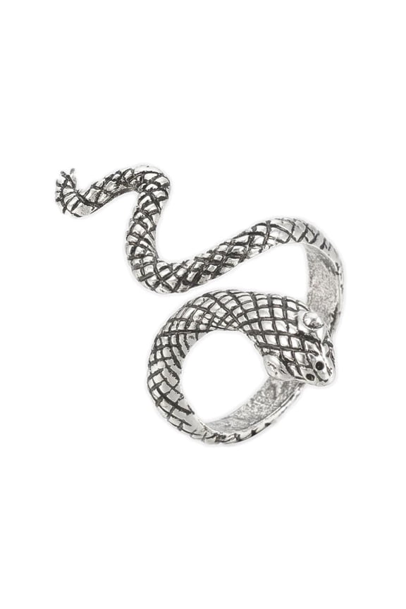 Alloy Cuff Finger Ring Snake Antique Silver Size 9 Adjustable 19Mm P402
