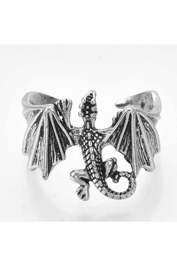 Alloy Cuff Finger Rings Wide Band Rings Pterosaur Silver Size 10 20mm