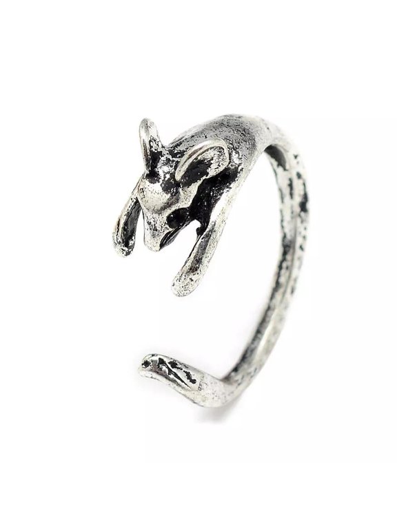Cuff Heart Textured Ring Mouse Adjustable Antique Silver Statement Cocktail P427