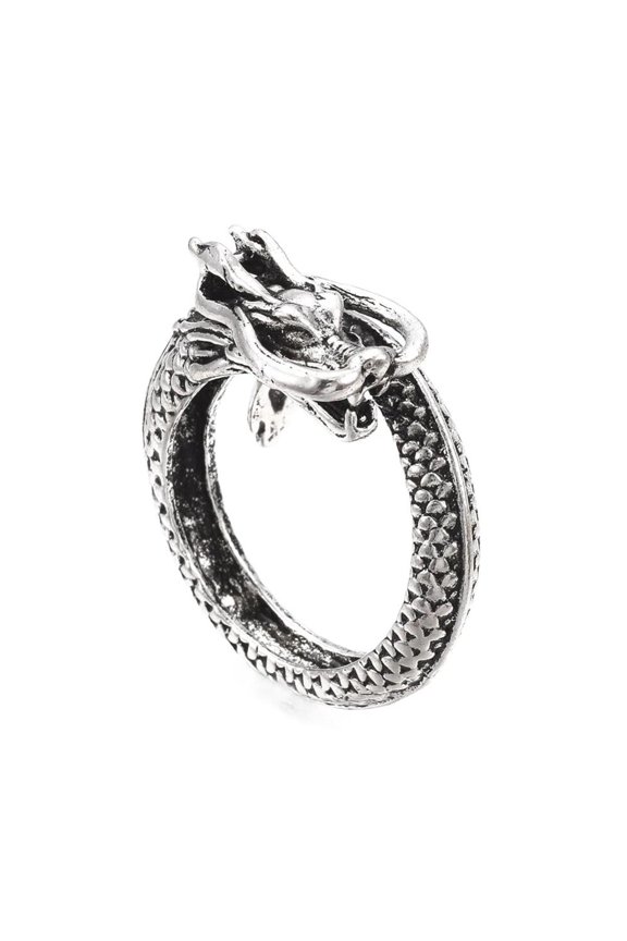 Cuff Snake Textured Ring Wide B Ring Dragon Antique Silver Adjustable Statement P451