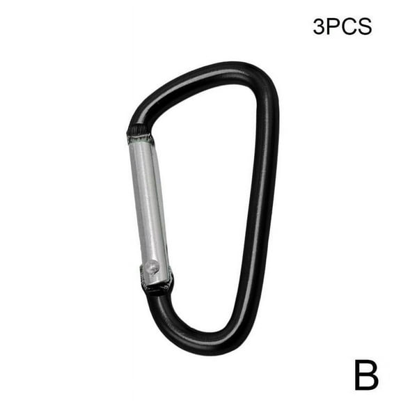 Alloy D-Shape Carabiner Clips – 3-Pack Outdoor Hiking, Camping, and Backpack Hooks