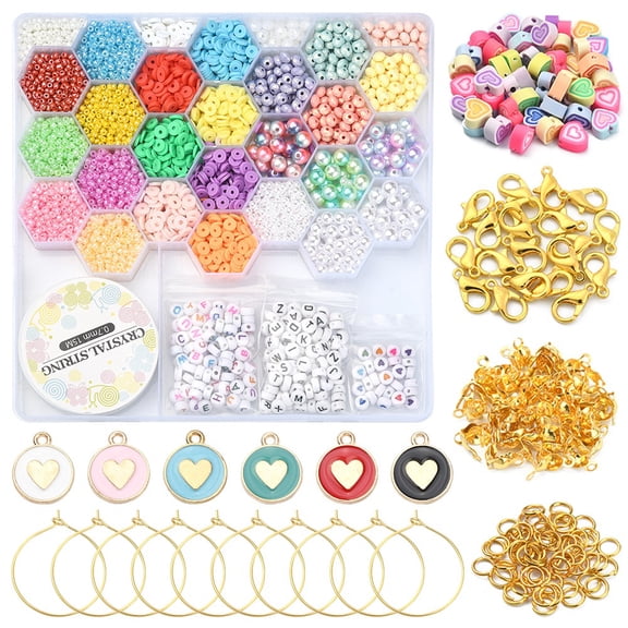 Alloy DIY Candy color Bracelet Wine Glass Charm Making Kit Including Polymer Clay Disc & Glass Seed Wine Glass Charm Rings Mixed color 4868pcs/box