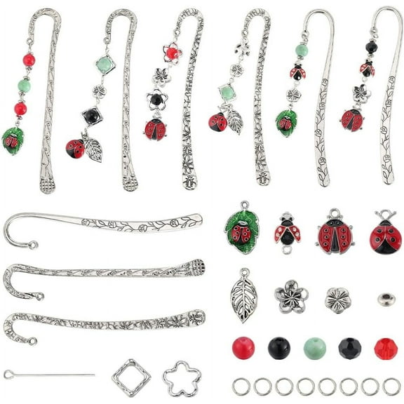 Alloy DIY Ladybug Theme Alloy Bookmarks Making Kits Mixed color 115pcs/set