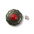 thumbnail image 1 of Alloy Decorative Rivets with Turquoise DIY Accessaries Flat Round with Flower Red 25x11mm Hole: 2.5mm, 1 of 2