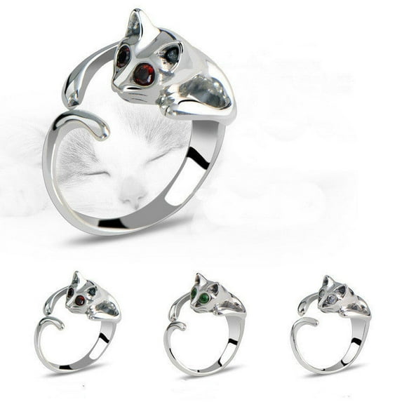 Unisex Animal Ring Metal Cat Ring Adjustable Fit Simple Design Electroplated Ring Personalized Zodiac Ring For Men and Women Gold and Silver Color