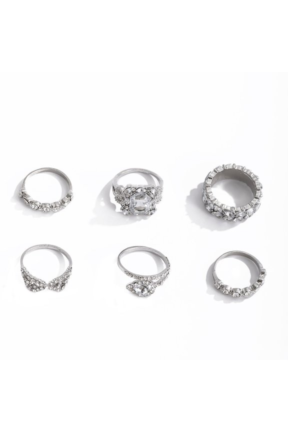 Alloy Diamond Ring For Women Simple Geometric Design With Electroplated Finish And Inlaid Gems With Clear Spark