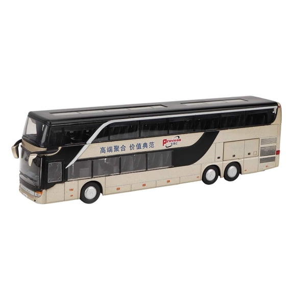 Alloy Double-Decker Bus Toy, 1:32 Scale Pull-Back Die-cast Electric Two-Stage Bus Model with Lights & Sounds, Realistic Coach for Kids, Birthday Gift, Indoor & Outdoor Play