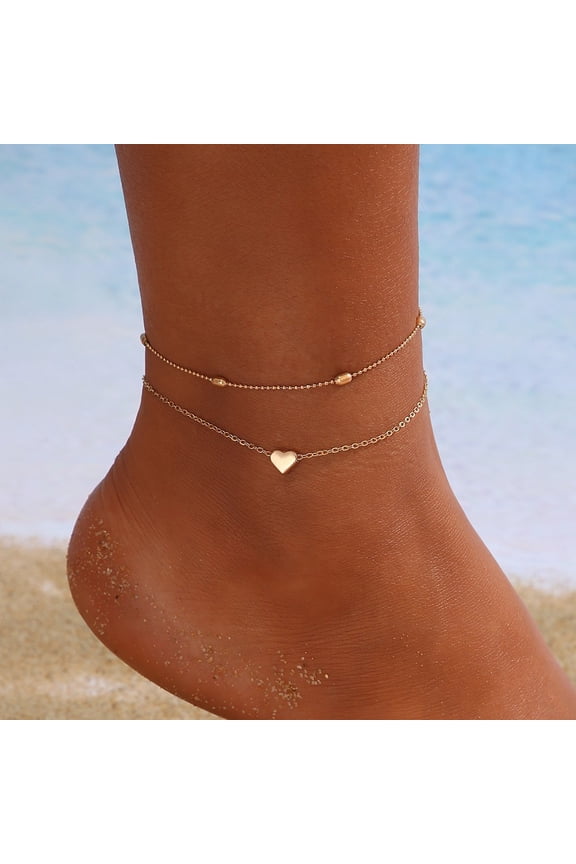 Alloy Double/Multi Layer Chain Anklets for Women Golden 9-1/8 inch(230mm) DIY