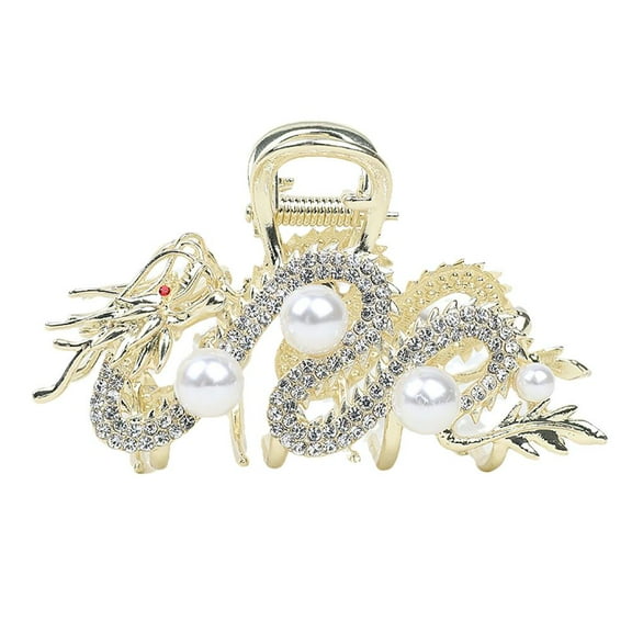 Alloy Dragon Hairpin with Pearl for Women - Fashion Hair Claw Clip for Daily & Special Occasions