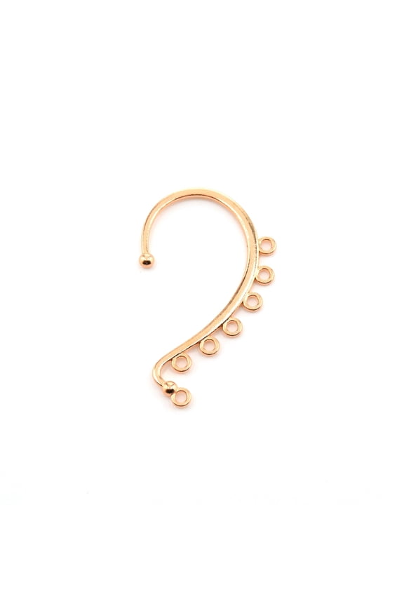 Alloy Ear Cuff Findings with 7 Loops Ear Wrap Earring Hooks for Non Piercing Earring Making Light golden 58x35x2mm Hole: 2.5mm DIY