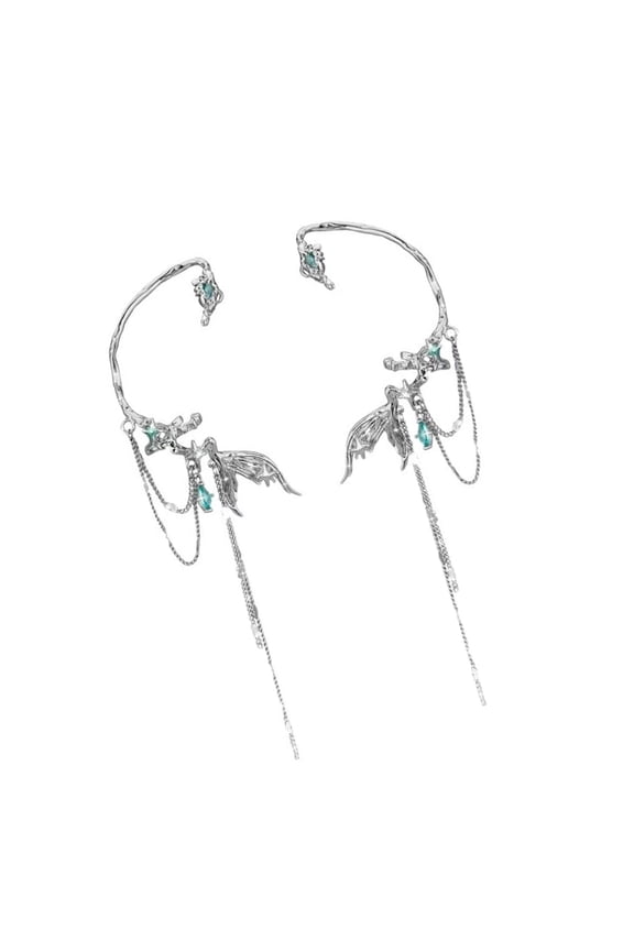 Alloy Ear Cuff With Fishtail Design And Cascading Tassels For Not Pierced Ears Comfortable Bone Clip Jewelry