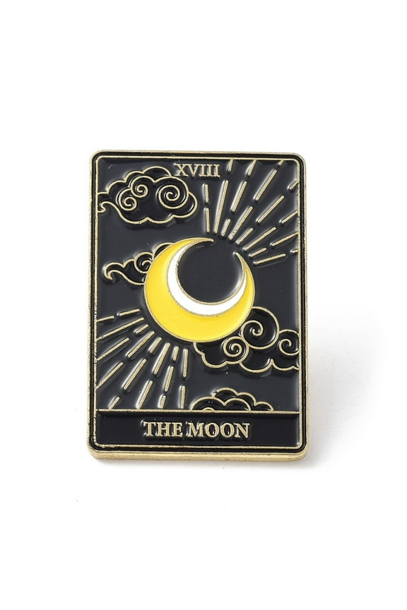 Alloy+Enamel 10 pc Fashion Tarot Card Enamel Pin Alloy Enamel Brooch Golden The Moon XVIII 30.5x21x10mm Pin: 1mm