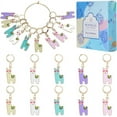 thumbnail image 1 of Alloy Enamel Alpaca Pendant Locking Stitch Markers with Brass Wine Glass Charm Rings 304 Stainless Steel Leverback Earring Stitch Marker Mixed Color 4.2cm 10pcs/set 2 sets/box, 1 of 9