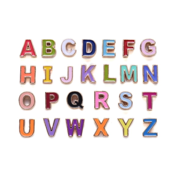 Alloy Enamel Alphabet Beads for Personalized Name Necklaces Making Cadmium Free Lead Free Mixed Color Light Gold Letter A~Z