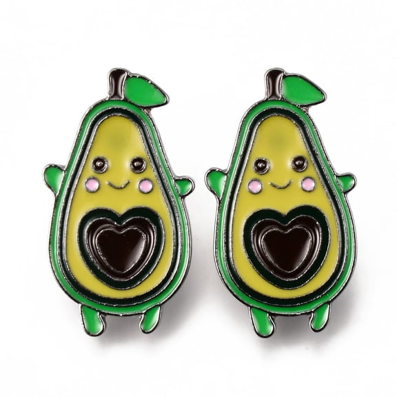 Alloy Enamel Brooches Enamel Pin with Butterfly Clutches Avocado Electrophoresis Black Cadmium Free & Nickel Free & Lead Free Yellow 30x17x2mm Pin: 1mm