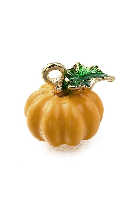 Alloy Enamel Charms Golden Pumpkin 11.5x12.5x10.5mm Hole: 1.5mm