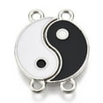 thumbnail image 1 of Alloy Enamel Links Connectors Yin Yang Black & White Platinum 22x10x1mm Hole: 1.8mm DIY, 1 of 4