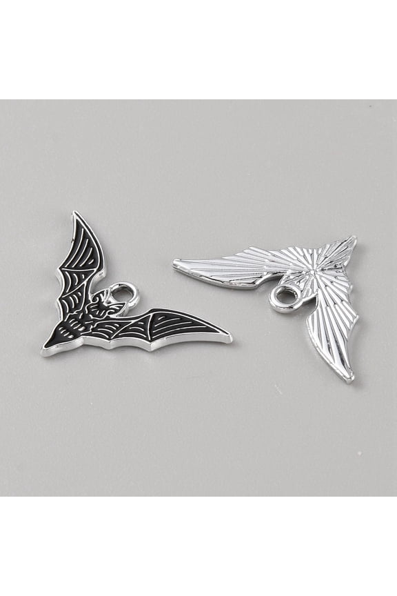 Alloy Enamel Pendants Bat Charm Platinum 18x26x1mm Hole: 2mm DIY